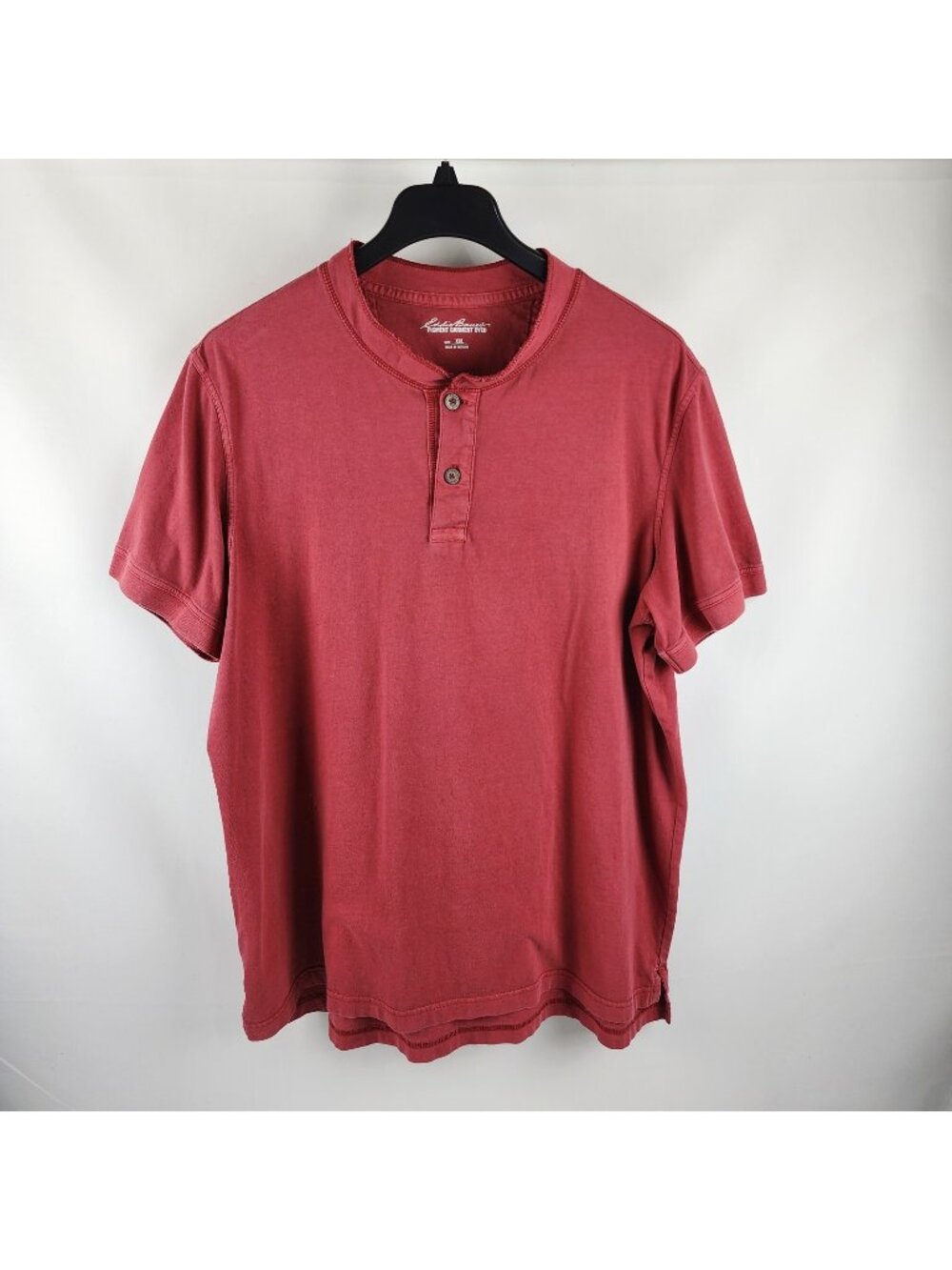 Eddie Bauer Shirt Mens XXL Red Pigment Dyed S/S Henley